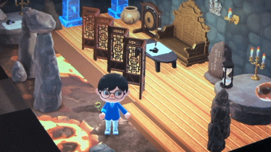 Shen Wei transforming appearance to Black Cloaked Envoy in ACNH